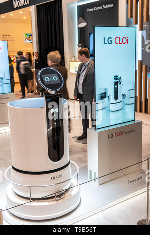 Berlin, Germany, August 31, 2018, LG CLOi ThinQ AI Bot smart robot artificial intelligence on display, LG exhibition at Global Innovations Show IFA Stock Photo