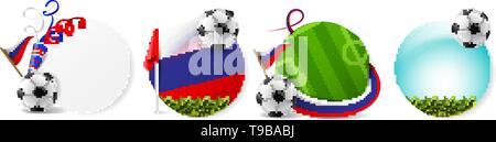 Soccer ball russia buttons vector set Stock Vector