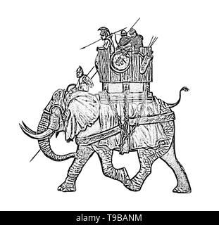 War elephant illustration, army of Carthage. Historical drawing Stock ...