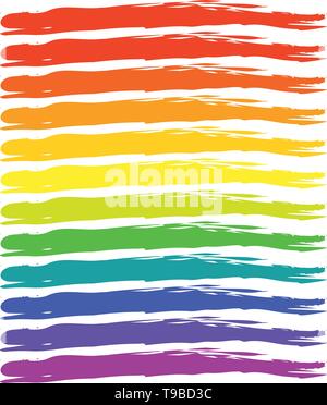 Grungy RGB, rainbow colored brushstrokes. Paint effect brushes Stock Vector