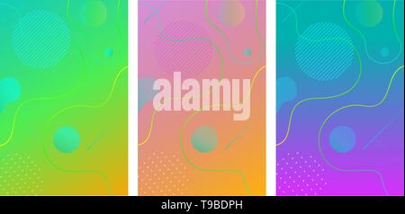 Vector geometric fluid shapes, wavy, dynamic, flowing and liquid abstract gradient background for banner, poster design Stock Vector
