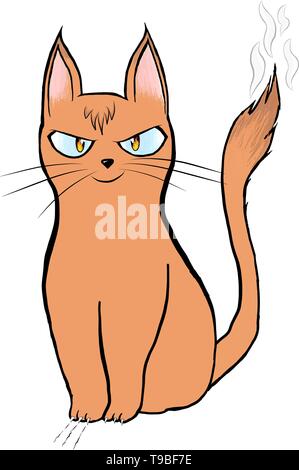 Funny illustration of a sly cat. Can be easily used like a sticker, emoji. The illustration is easy to animate or change because it's a vector graphic Stock Vector