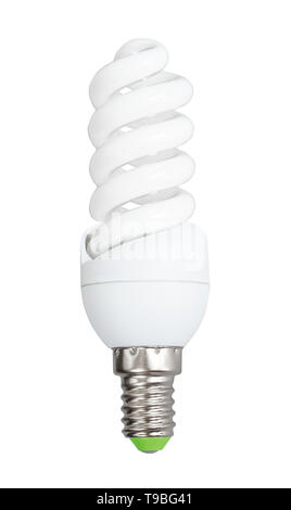 energy saving compact fluorescent light bulb cut out on white background Stock Photo