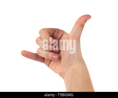 finger hand symbols isolated concept hand making a call phone, body Stock Photo