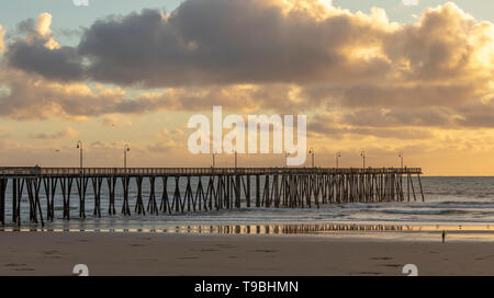 Pismo Beach Pier on a story winter afternoon, California, USA. Stock Photo