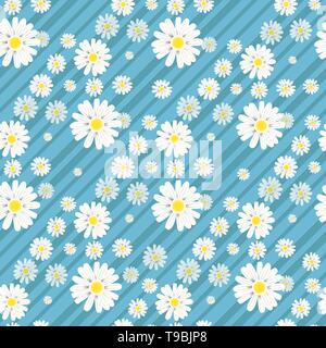 Seamless background with daisy flowers on black. Vector illustration.eps 10 Stock Vector