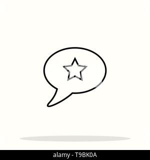 Star in speech bubble icon. linear style sign for mobile concept and web design. Message rating simple line vector icon. Symbol, logo illustration. Pi Stock Vector