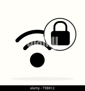Wifi locked sign. Password Wi-fi symbol. Wireless Network icon. Wifi zone. Flat design style icon.EPS 10 Stock Vector