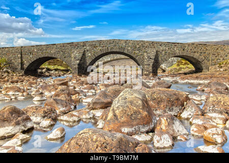 Old Sligachan Bridge on Isle of Skye in Scotland Stock Photo