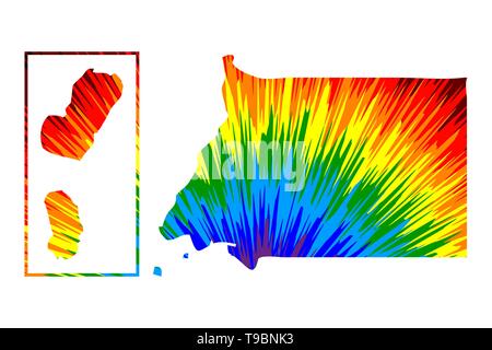 Equatorial Guinea - map is designed rainbow abstract colorful pattern, Republic of Equatorial Guinea map made of color explosion, Stock Vector