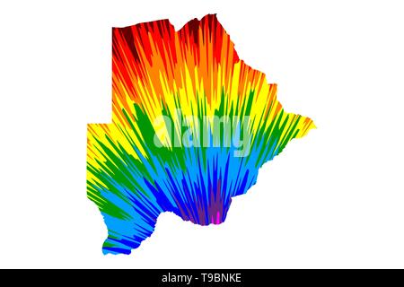 Botswana - map is designed rainbow abstract colorful pattern, Republic of Botswana map made of color explosion, Stock Vector