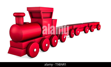 plastic train with wagons. children's toy. illustration on white background. 3D rendering Stock Photo