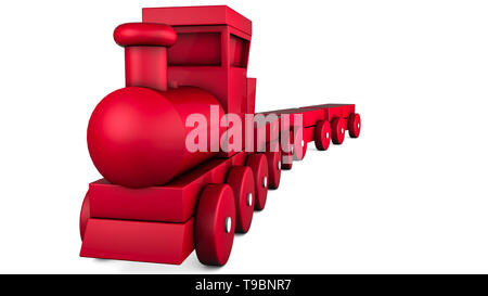 plastic train with wagons. children's toy. illustration on white background. 3D rendering Stock Photo