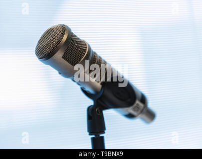 Close Up of a Condenser Microphone Stock Photo