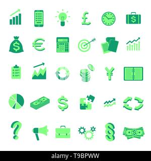 Set of vector business symbol icons. Isolated. Stock Vector