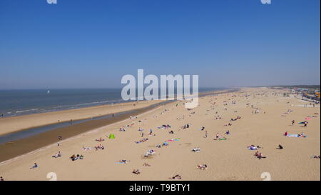 THE HAGUE, THE NETHERLANDS - APRIL 21, 2019: The beach of Scheveningen Stock Photo