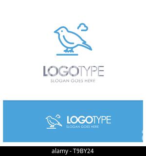 Bird, British, Small, Sparrow Blue Outline Logo Place for Tagline Stock Vector