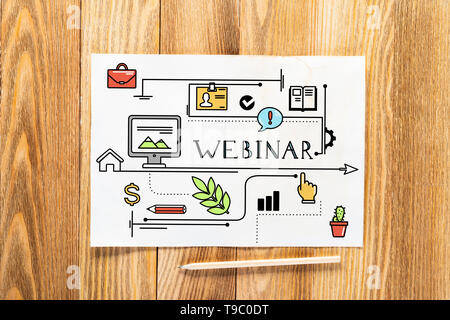 Internet webinar pencil hand drawn Stock Photo