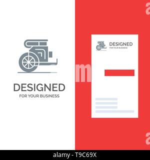 Chariot, Horses, Old, Prince, Greece Grey Logo Design and Business Card Template Stock Vector