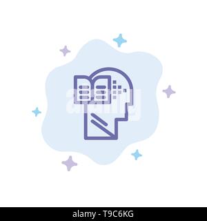 Knowledge, Book, Head, Mind Blue Icon on Abstract Cloud Background Stock Vector