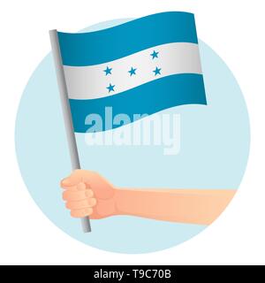 Honduras flag in hand. Patriotic background. National flag of Honduras  illustration Stock Photo