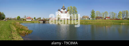 Panorama overlooking the Transfiguration Church on a sunny April day. Smorgon, Belarus Stock Photo