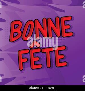 Bonne Fete (Have a good celebration in Franch and Happy Birthday in Canada) Vector comic book words. Stock Vector