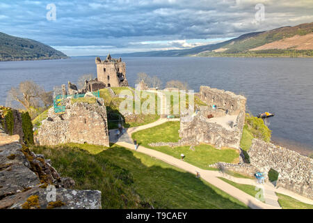 Urquhart Castle and Loch Ness in Scotland Stock Photo