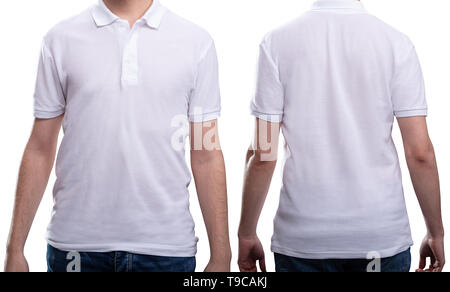 Front And Rear View Of A Man In White T-shirt Stock Photo