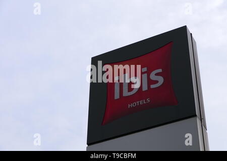 ISTANBUL, TURKEY - DECEMBER 14, 2018: View to the Hotel brand sign: ibis Hotels Stock Photo