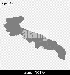 Apulia Map State And District Map Of Apulia Political Map Of Apulia High Quality Map Of Apulia Is A State Of Italy With Borders Of The Districts T9cbw4 