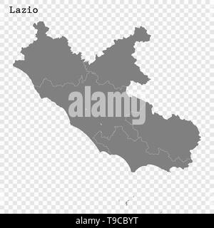 High Quality map of Lazio is a state of Italy, with borders of the districts Stock Vector