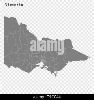 High Quality map of Victoria is a state of Australia, with borders of the Local government areas Stock Vector