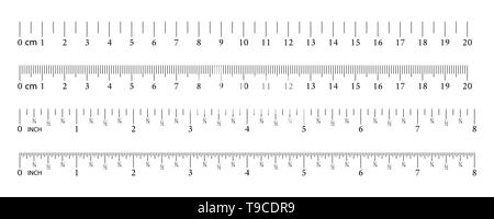 Inch and metric rulers. Centimeters and inches measuring scale ...