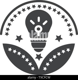 Business idea award icon- vector bulb sign Stock Vector