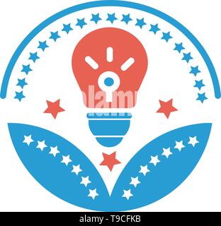 Business idea award icon- vector bulb sign Stock Vector