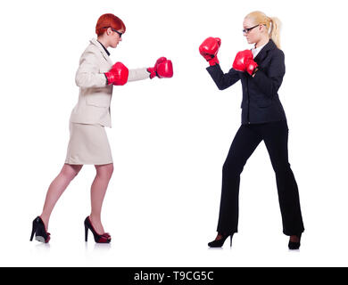 Pair in funny boxing concept Stock Photo