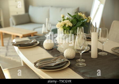 Beautiful festive table setting Stock Photo