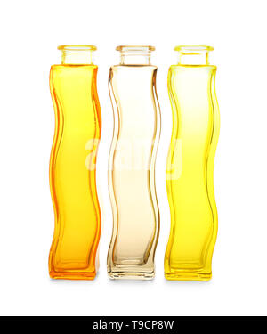 Beautiful glass vases on white background Stock Photo