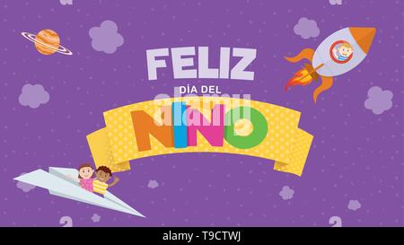 Feliz Dia del Nino Lettering - Happy Children's Day in Spanish language ...