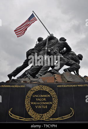 The U.S. Marine Corps War Memorial, which depicts the raising of the American flag during the Battle of Iwo Jima in WWII. Stock Photo