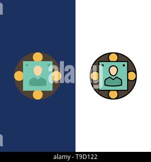 Manager, Business, Manager, Modern, Production  Icons. Flat and Line Filled Icon Set Vector Blue Background Stock Vector