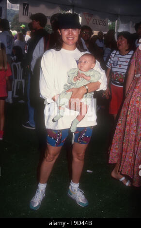 Universal City, California, USA 17th April 1994  Actress Kimberlin Brown, aka Kimberlin Brown Pelzer and daughter Alexes Marie Pelzer attend the 1994 Permanent Charities Committee of the Entertainment Industries' Celebrity Walk-A-Thon for Earth Day to Benefit Environment Charities on April 17, 1994 at Universal Studios in Universal City, California, USA. Photo by Barry King/Alamy Stock Photo Stock Photo