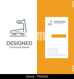 Machine, Running, Track, Treadmill Grey Logo Design and Business Card Template Stock Vector