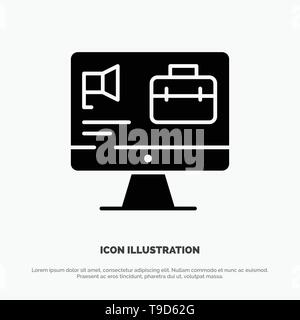 Computer, Bag, Speaker, Job solid Glyph Icon vector Stock Vector