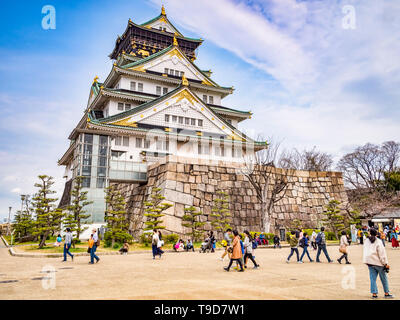 28 March 2019: Osaka, Japan - The main keep of Osaka Castle, Osaka, Japan Stock Photo