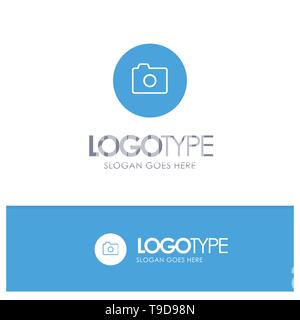 Camera, Image, Basic, Ui Blue Solid Logo with place for tagline Stock Vector