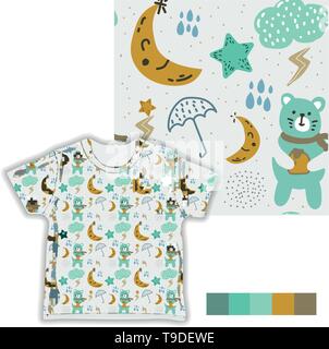 rainy childish seamless pattern vector illustration - vector Stock Vector