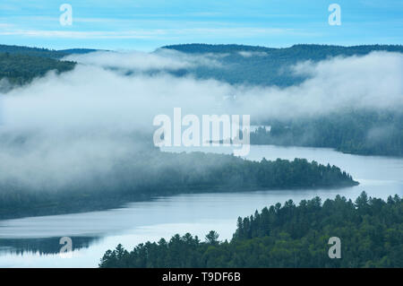 View of Lac Wapizagonke on moring fog from the lookout La Mauricie National Park Quebec Canada Stock Photo