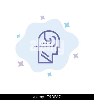 Learning, Skill, Mind, Head Blue Icon on Abstract Cloud Background Stock Vector